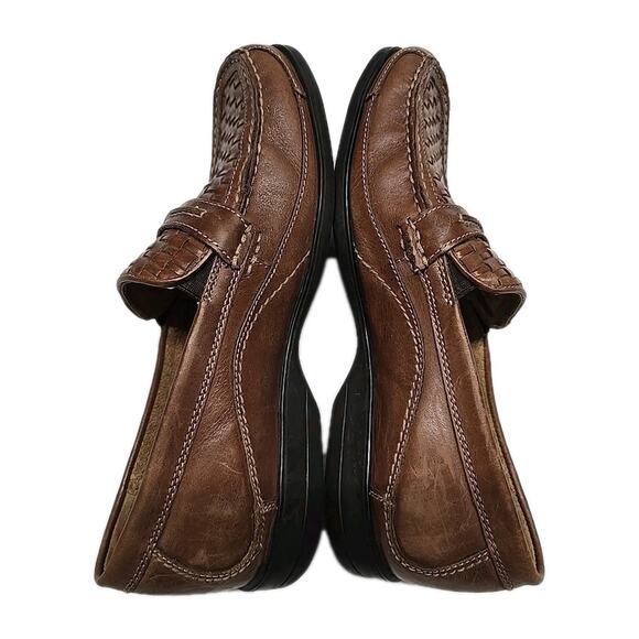 Florsheim Men\'s 9.5 D Chestnut Woven Leather Loafers Moc Toe Edenton 11677-205